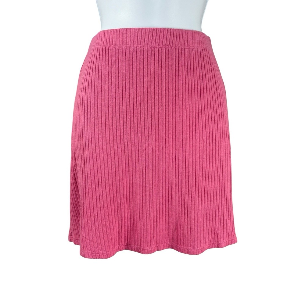 Reformation Skirt Womens Medium Pink‎ Ribbed Knit Midi Casual Stretch